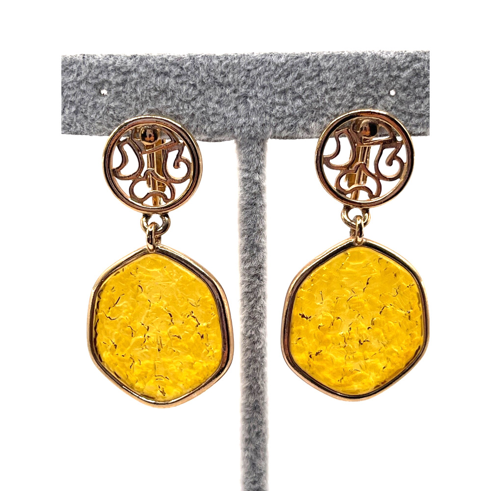 Vintage 1970s Sarah Coventry Taste Of Honey Earrings Gold Tone Translucent Honey